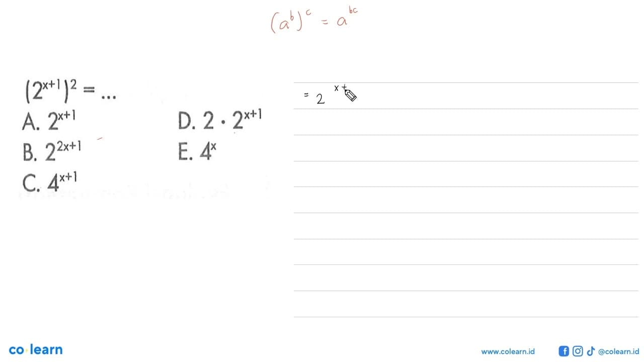 (2^(x+1))^2 =