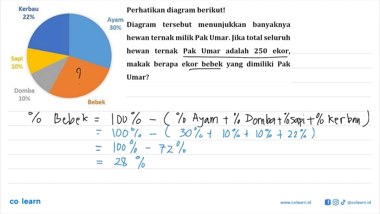 Kerbau 22% Ayam 30% Bebek Domba 105 Sapi 10% Diagram