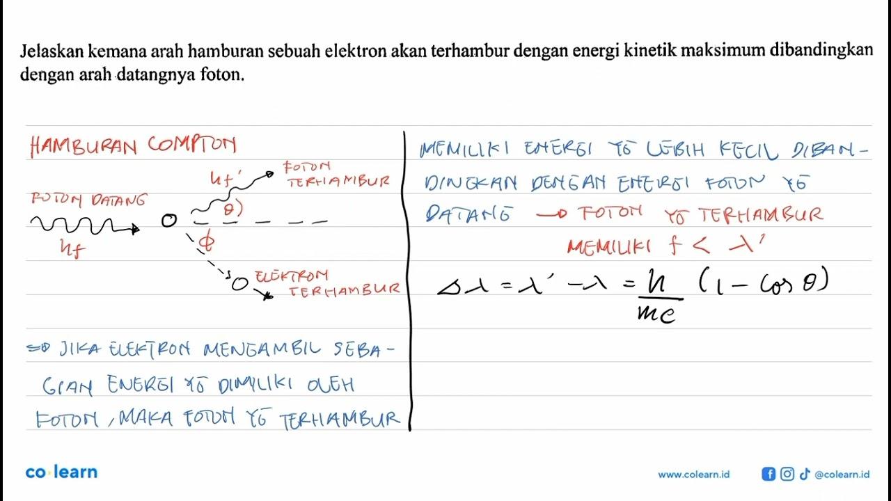 Jelaskan kemana arah hamburan sebuah elektron akan