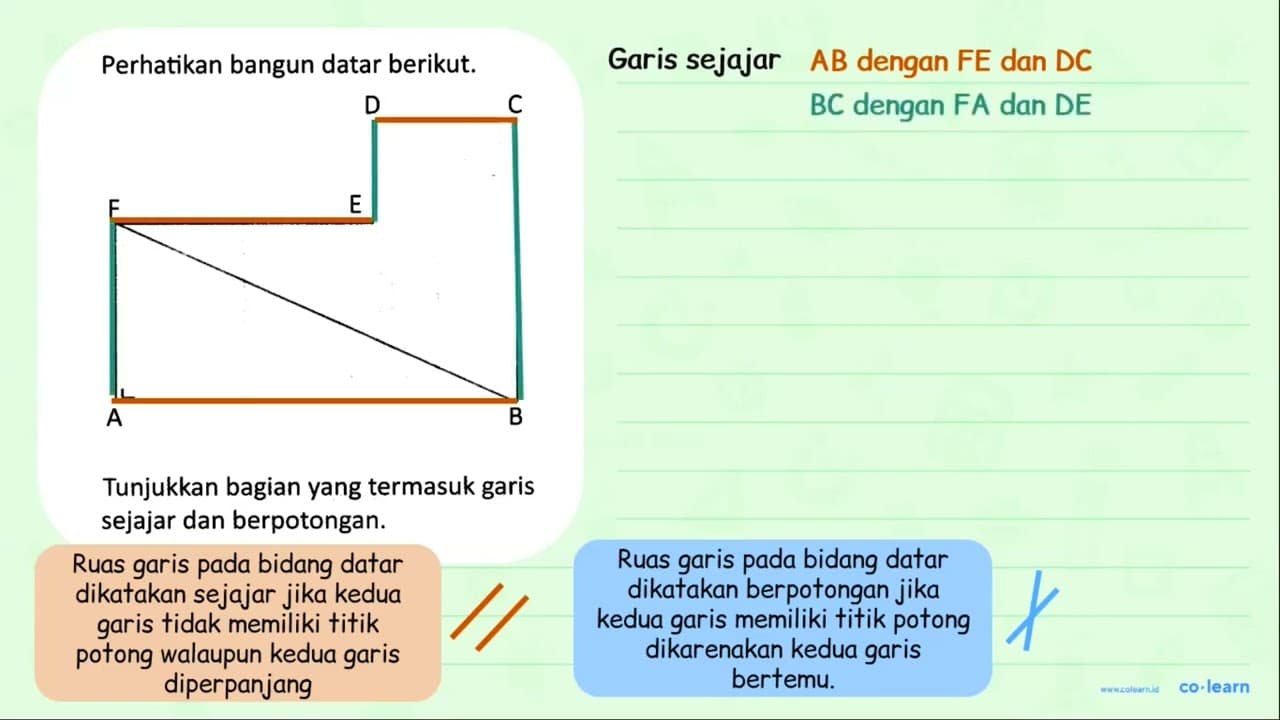 Perhatikan bangun datar berikut. Tunjukkan bagian yang