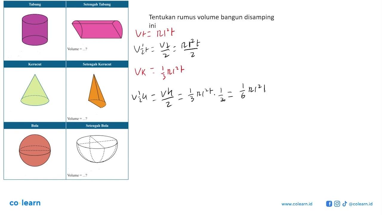 Tentukan rumus volume bangun disamping ini