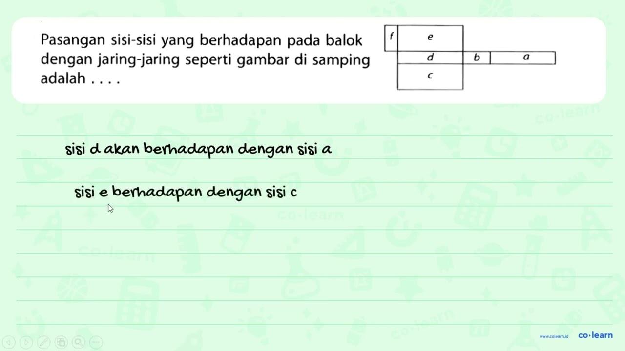 Pasangan sisi-sisi yang berhadapan pada balok dengan