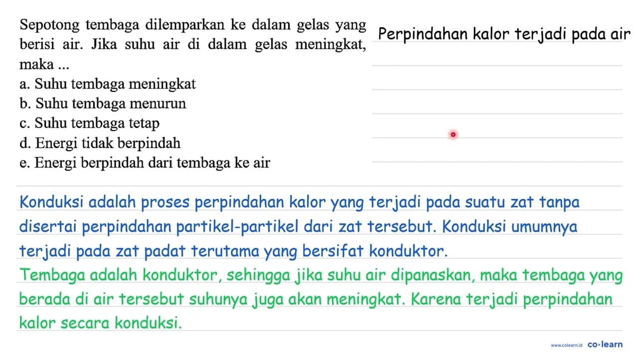 Sepotong tembaga dilemparkan ke dalam gelas yang berisi