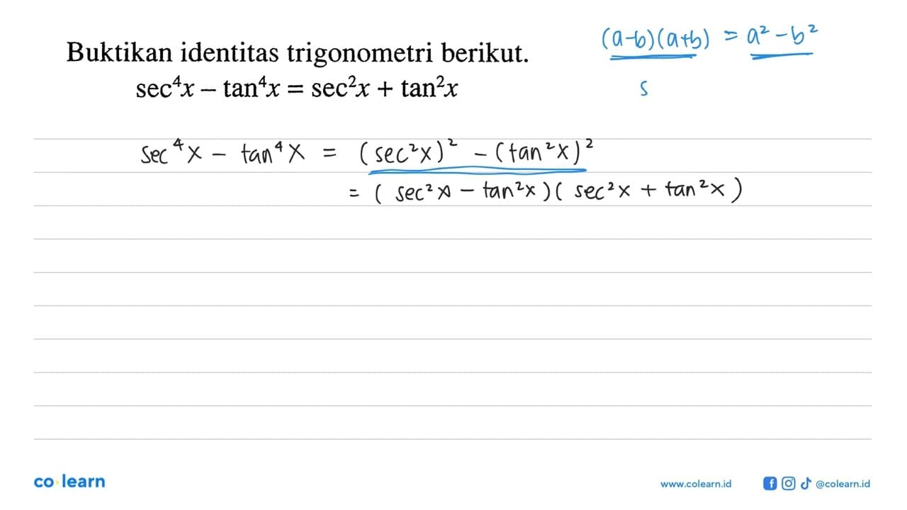 Buktikan identitas trigonometri berikut.