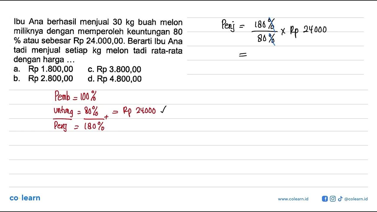 Ibu Ana berhasil menjual 30 kg buah melon miliknya dengan