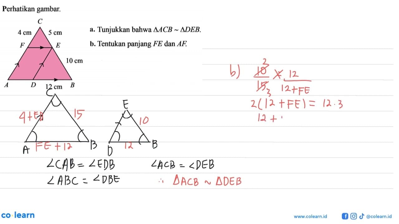 Perhatikan gambar. C 4 cm 5 cm F E 10 cm A D 12 cm B a.