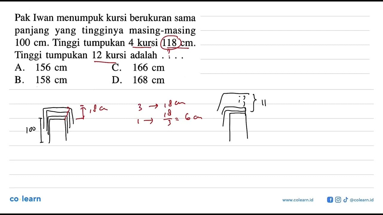 Pak Iwan menumpuk kursi berukuran sama panjang yang