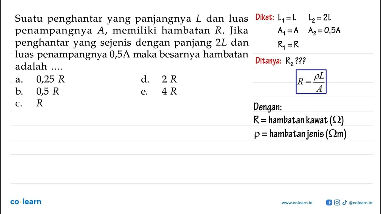 Suatu penghantar yang panjangnya L dan luas penampangnya A,