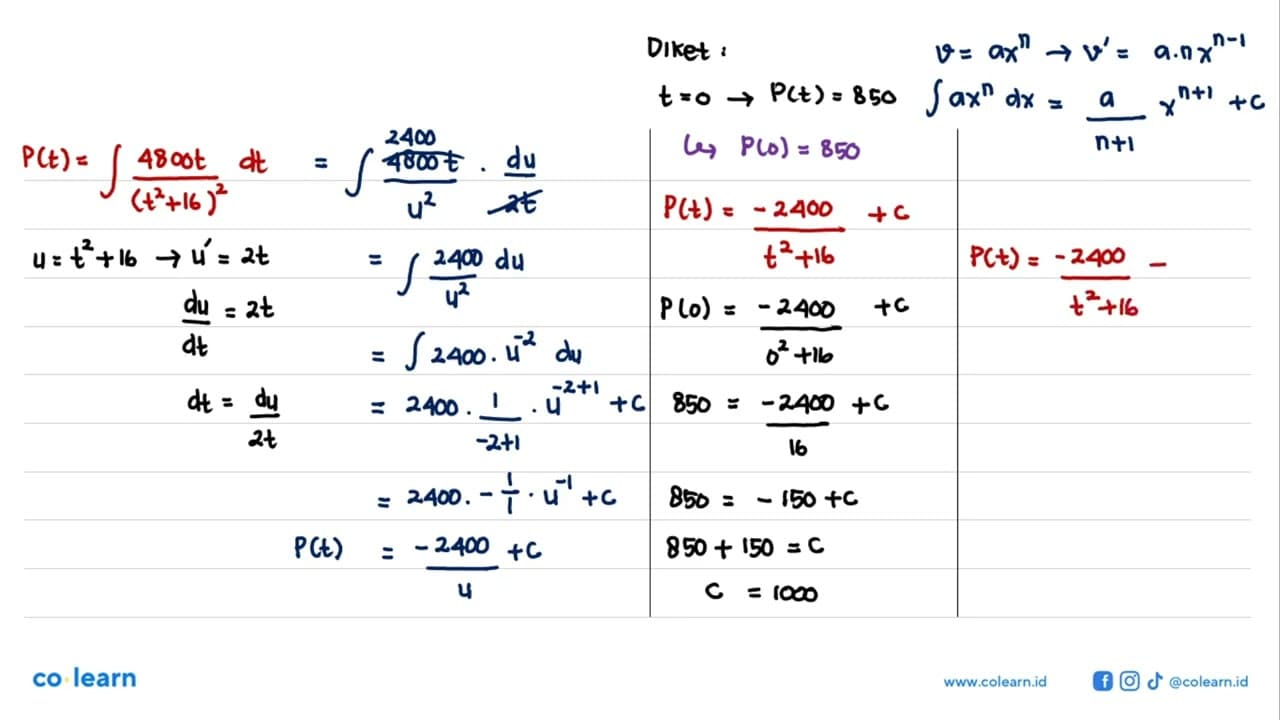 Kurva P=P(t) adalah gambar .... (A) P(t) 1000 850 0 12 t