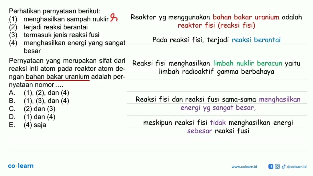 Perhatikan pernyataan berikut: (1) menghasilkan sampah