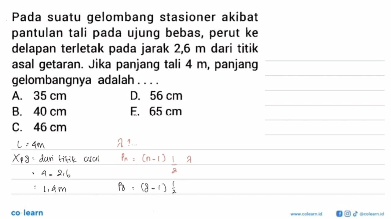 Pada suatu gelombang stasioner akibat pantulan tali pada