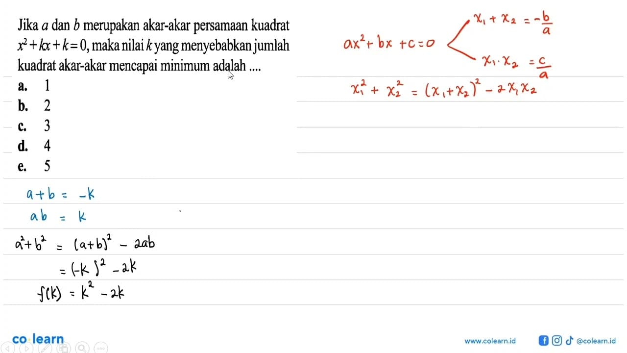 Jika a dan b merupakan akar-akar persamaan kuadrat