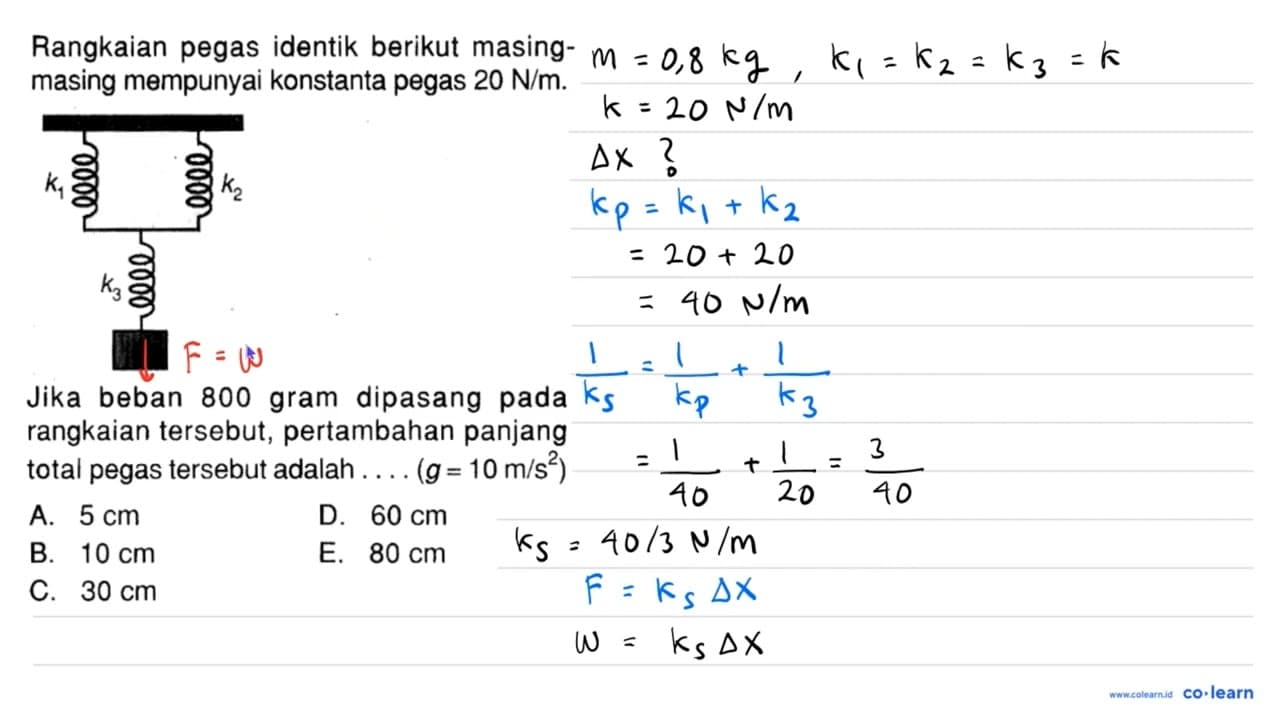 Rangkaian pegas identik berikut masingmasing mempunyai