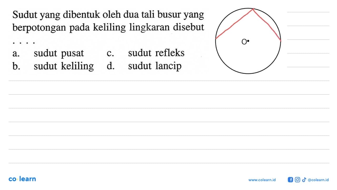 Sudut yang dibentuk oleh dua tali busur yang berpotongan