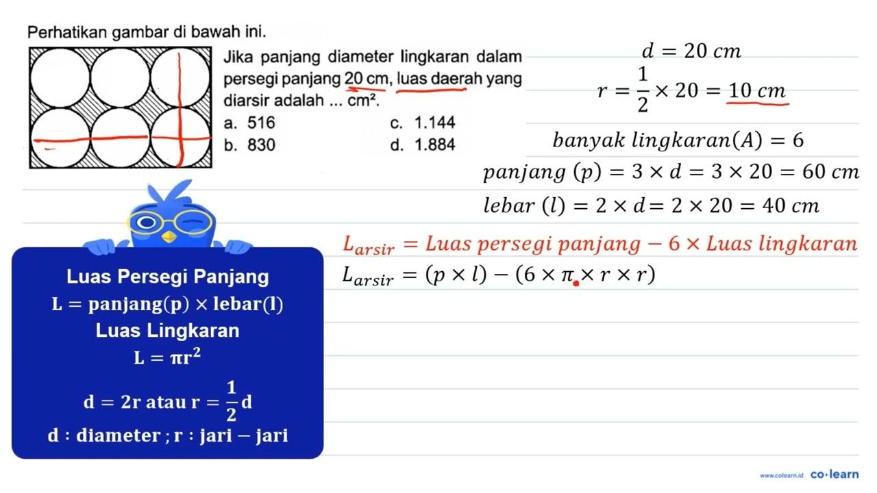 Perhatikan gambar di bawah ini. Jika panjang diameter