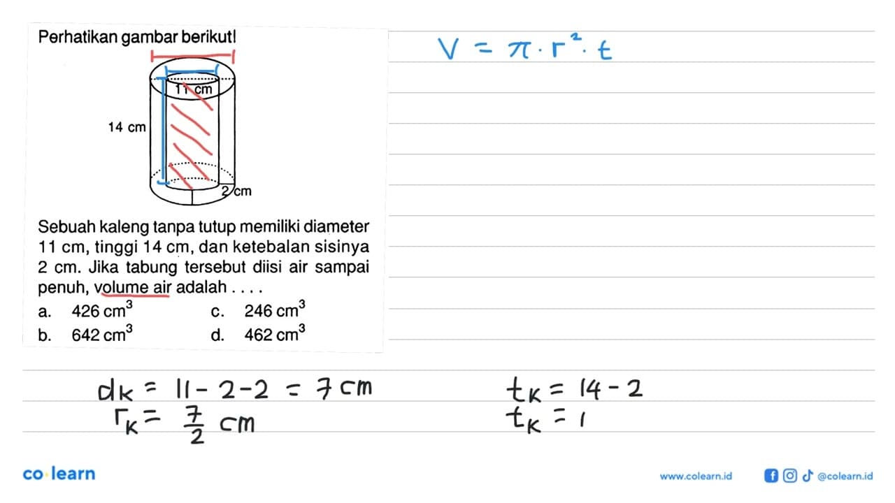 Perhatikan gambar berikut! 14 cm 11 cm 2 cm Sebuah kaleng