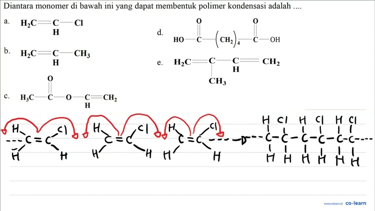 Diantara monomer di bawah ini yang dapat membentuk polimer