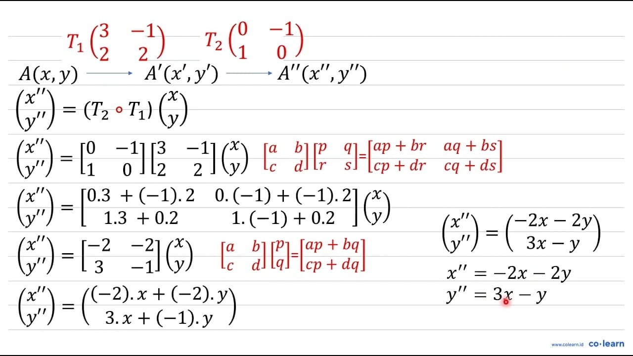 Garis 8 x+16 y-3=0 ditransformasikan oleh matriks (3 -1 2