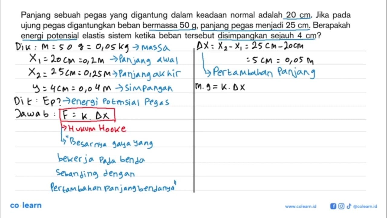 Panjang sebuah pegas yang digantung dalam keadaan normal