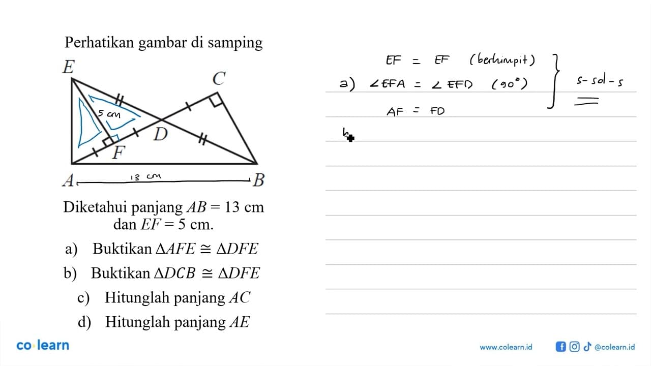 Perhatikan gambar di sampingE C D F A BDiketahui panjang