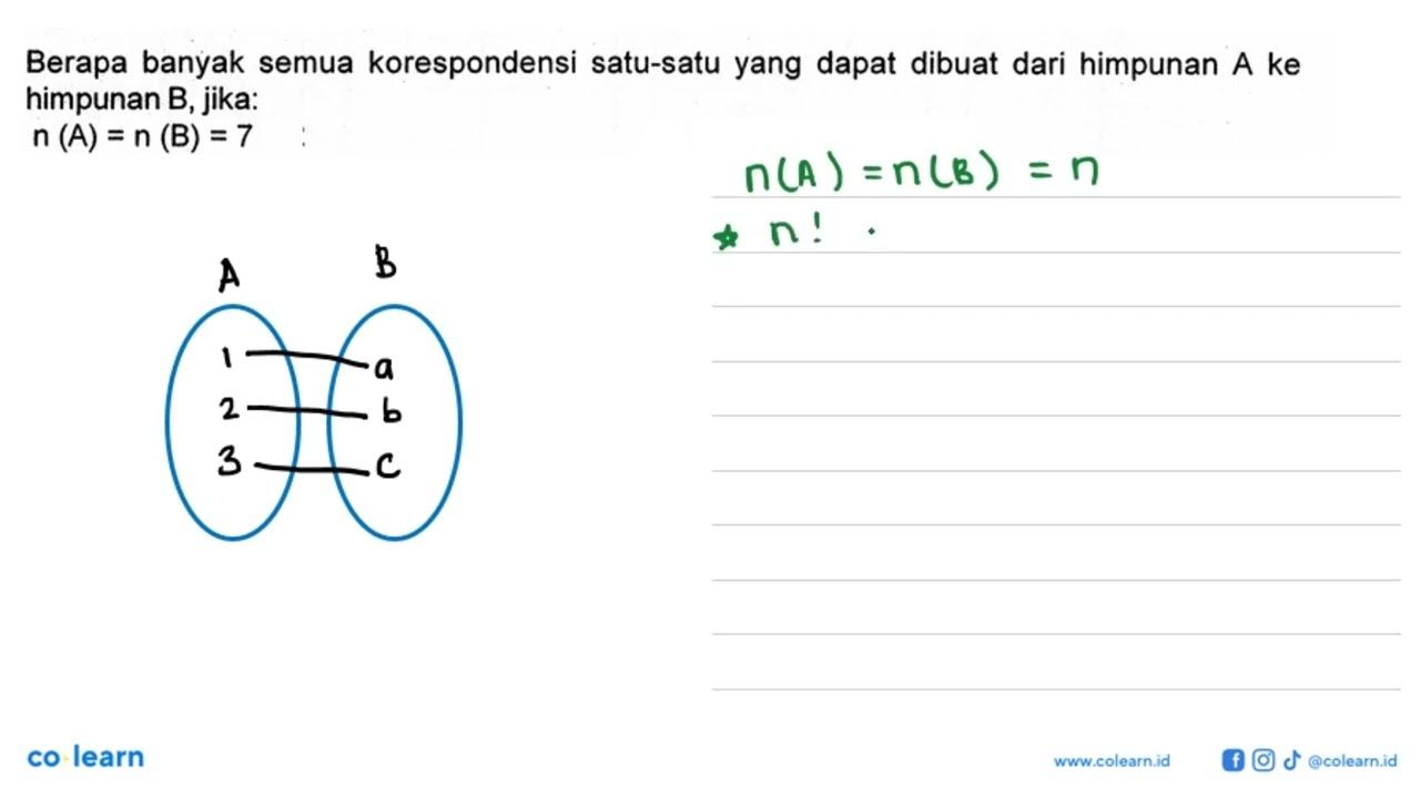 Berapa banyak semua korespondensi satu-satu yang dapat