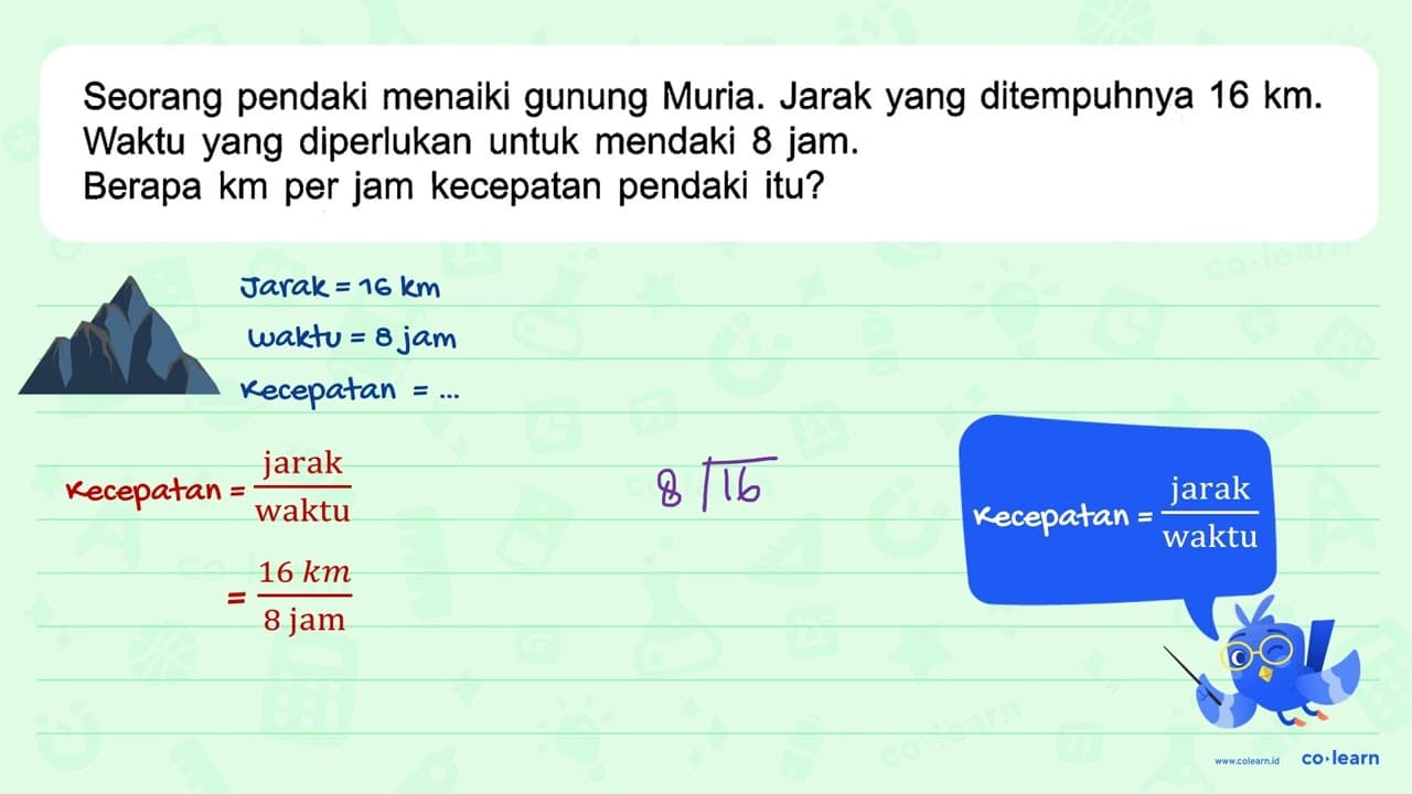 Seorang pendaki menaiki gunung Muria. Jarak yang