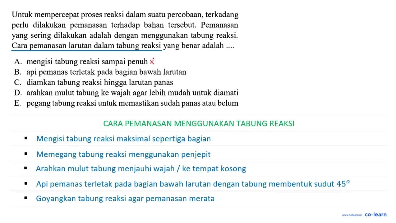 Untuk mempercepat proses reaksi dalam suatu percobaan,