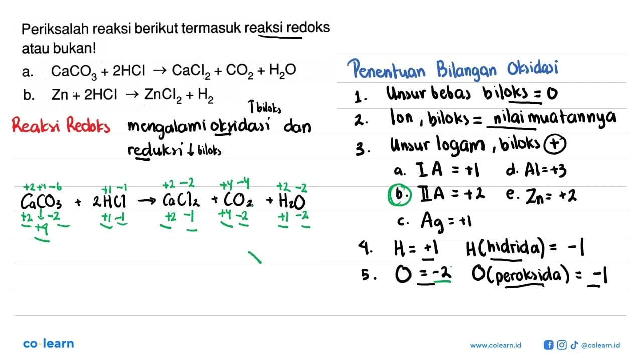 Periksalah reaksi berikut termasuk reaksi redoks atau