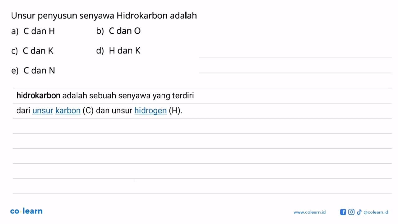 Unsur penyusun senyawa Hidrokarbon adalah