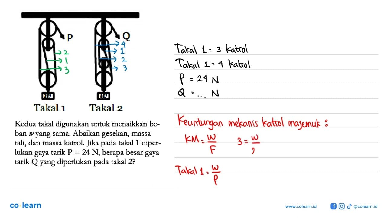 Takal 1 Takal 2 Kedua takal digunakan untuk menaikkan