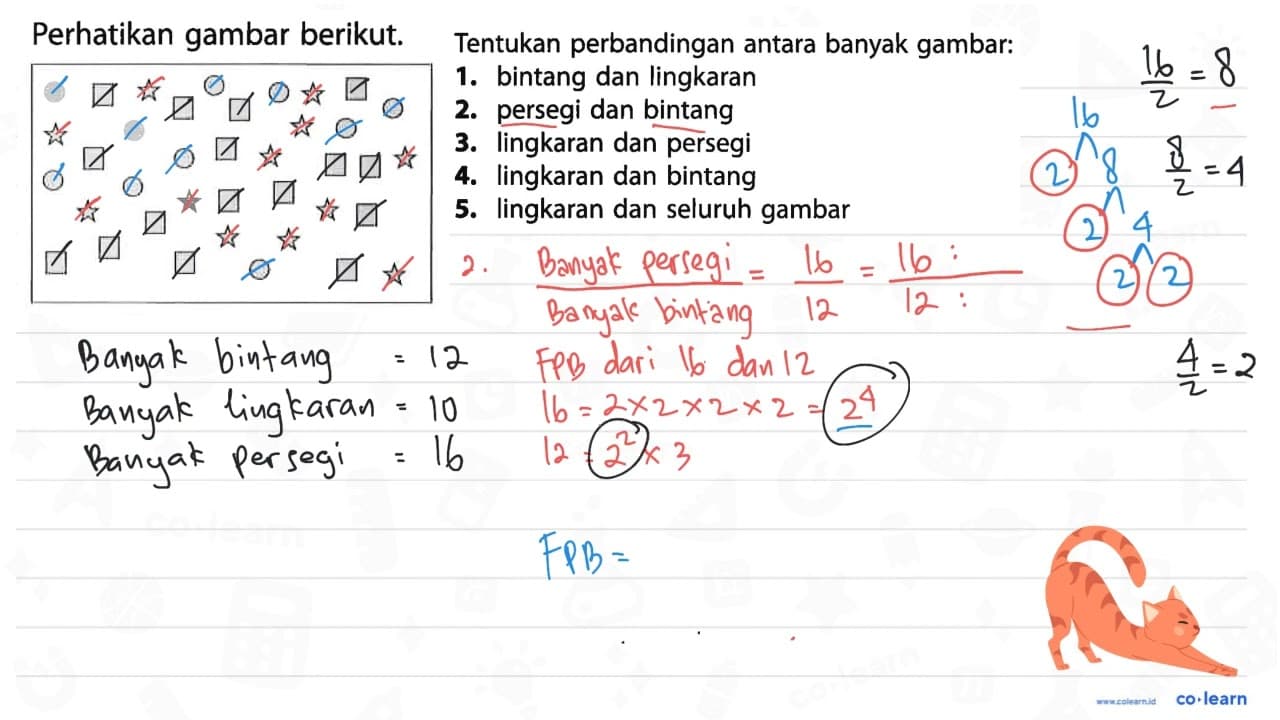 Tentukan perbandingan antara banyak gambar: 1. bintang dan