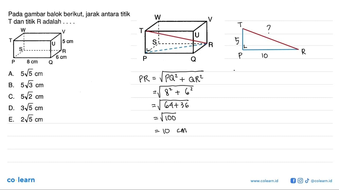 Pada gambar balok berikut, jarak antara titik T dan titik R