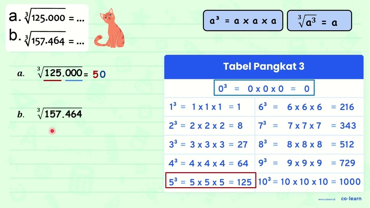 a. akar pangkat 3 dari (125.000)=... b. akar pangkat 3 dari