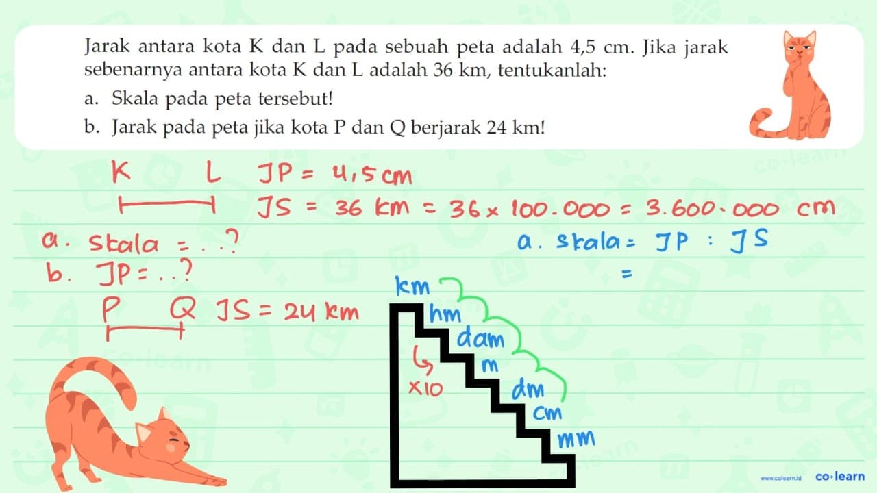 Jarak antara kota K dan L pada sebuah peta adalah 4,5 Jika