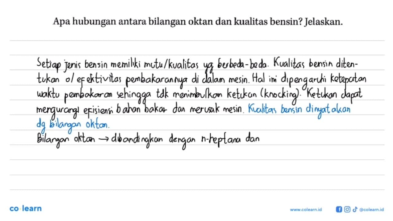 Apa hubungan antara bilangan oktan dan kualitas bensin?