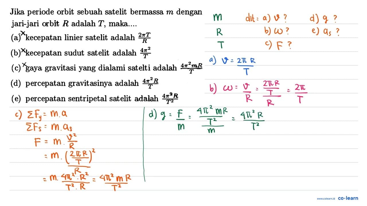 Jika periode orbit sebuah satelit bermassa m dengan