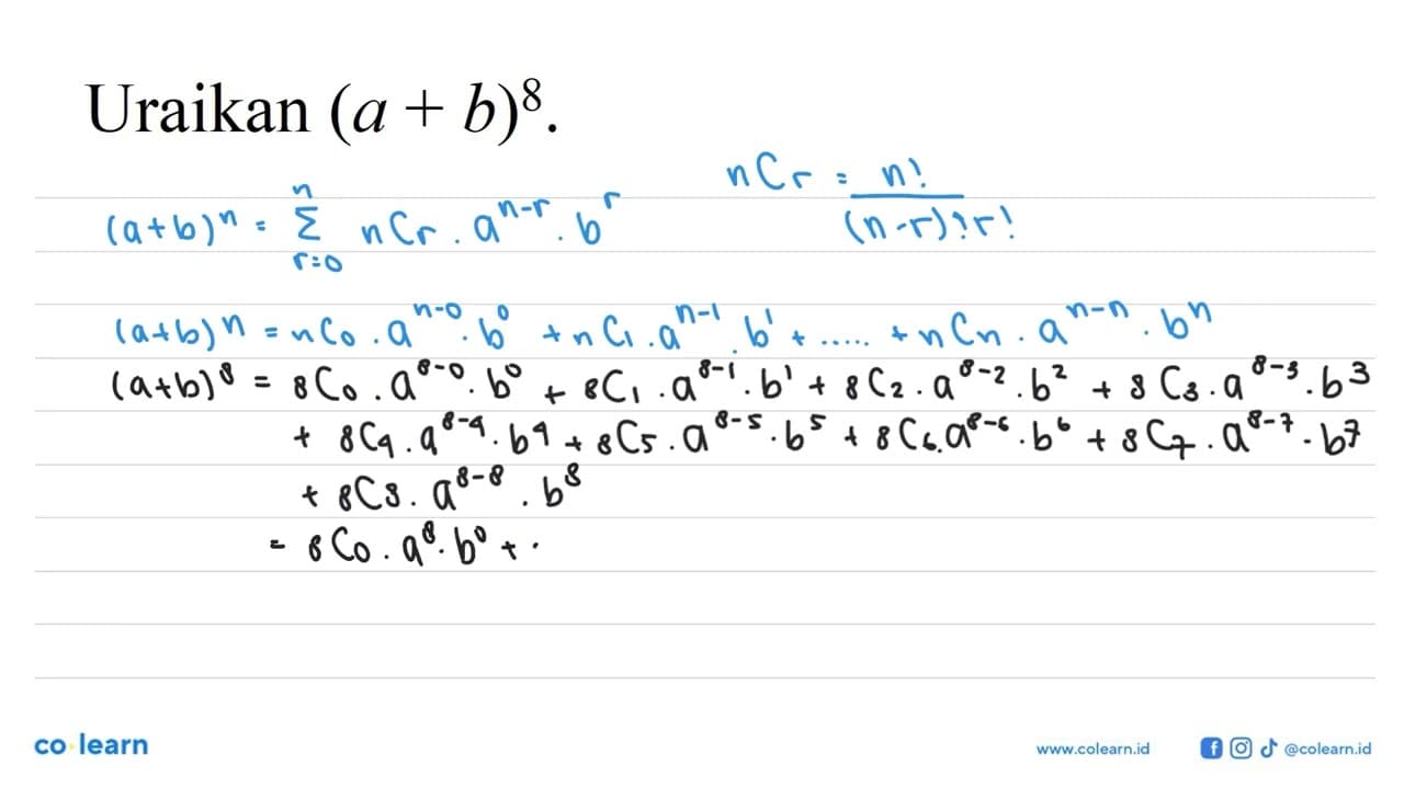 Uraikan (a+b)^8.