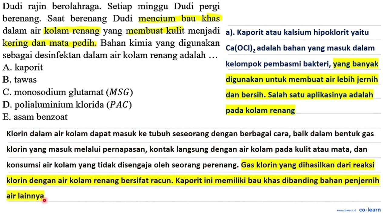 Dudi rajin berolahraga. Setiap minggu Dudi pergi berenang.