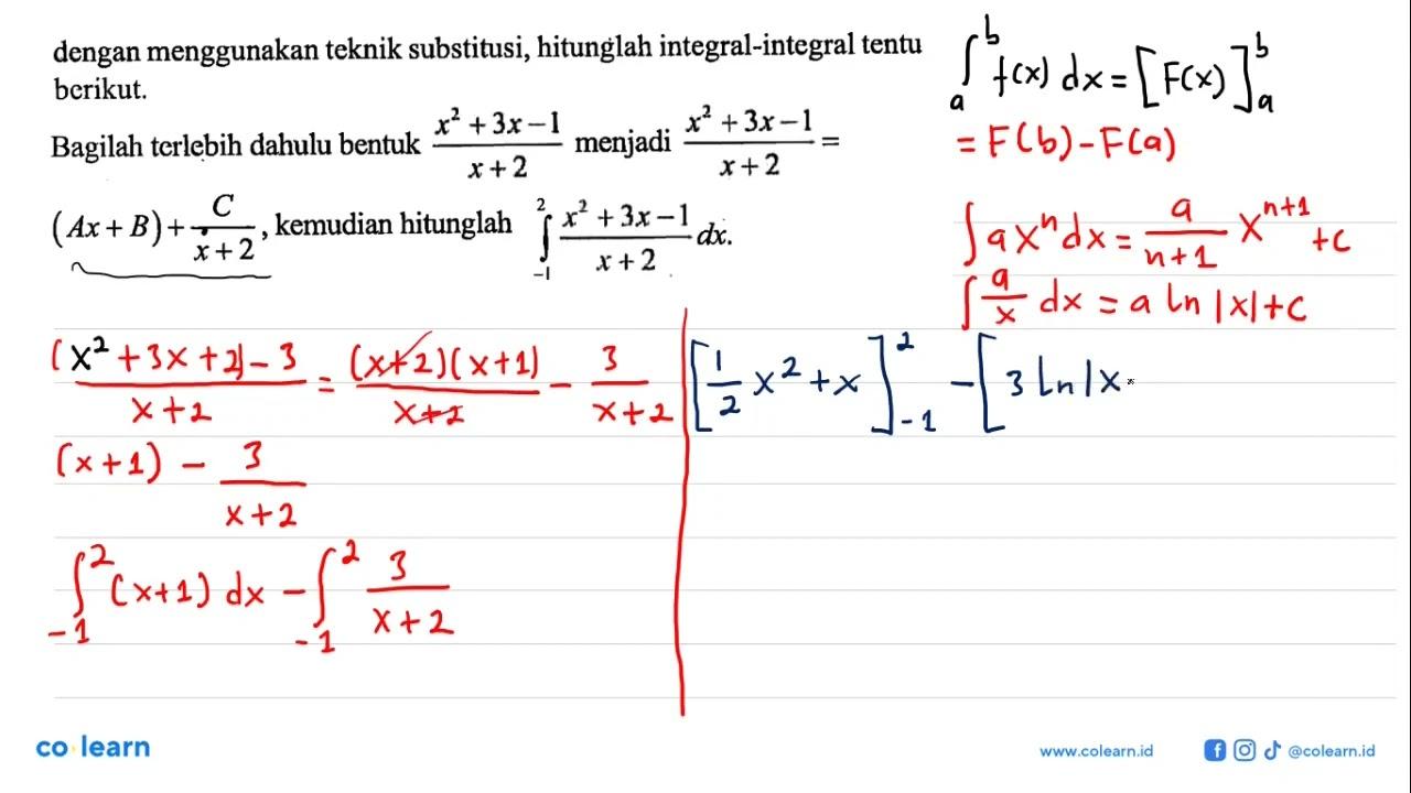 dengan menggunakan teknik substitusi, hitunglah