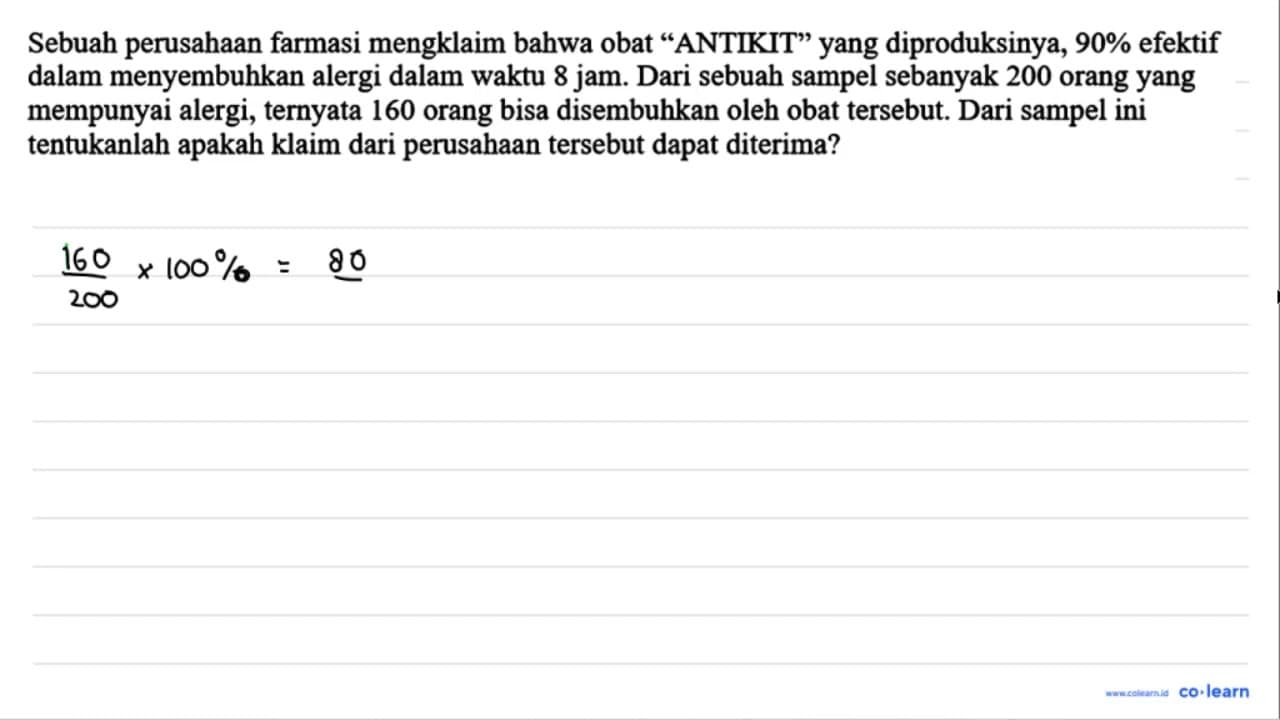 Sebuah perusahaan farmasi mengklaim bahwa obat "ANTIKIT"