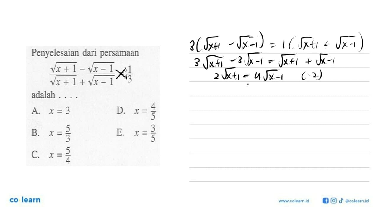 Penyelesaian dari persamaan