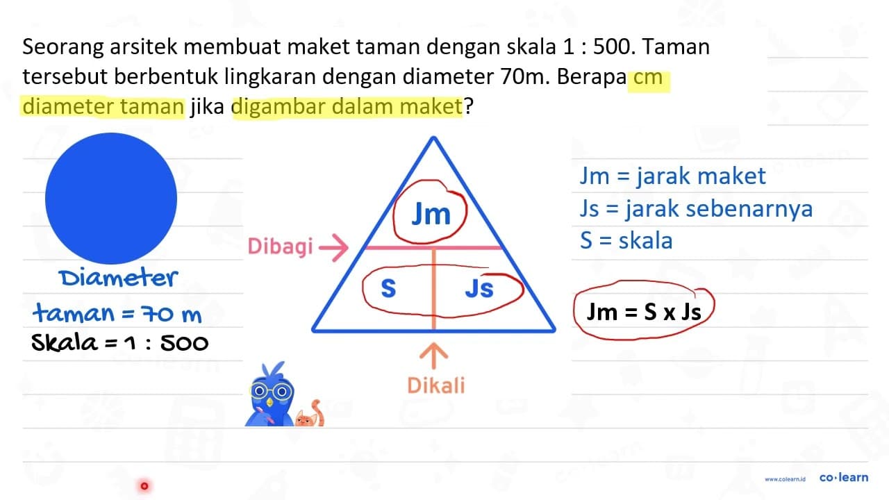 Seorang arsitek membuat maket sebuah taman dengan skala 1: