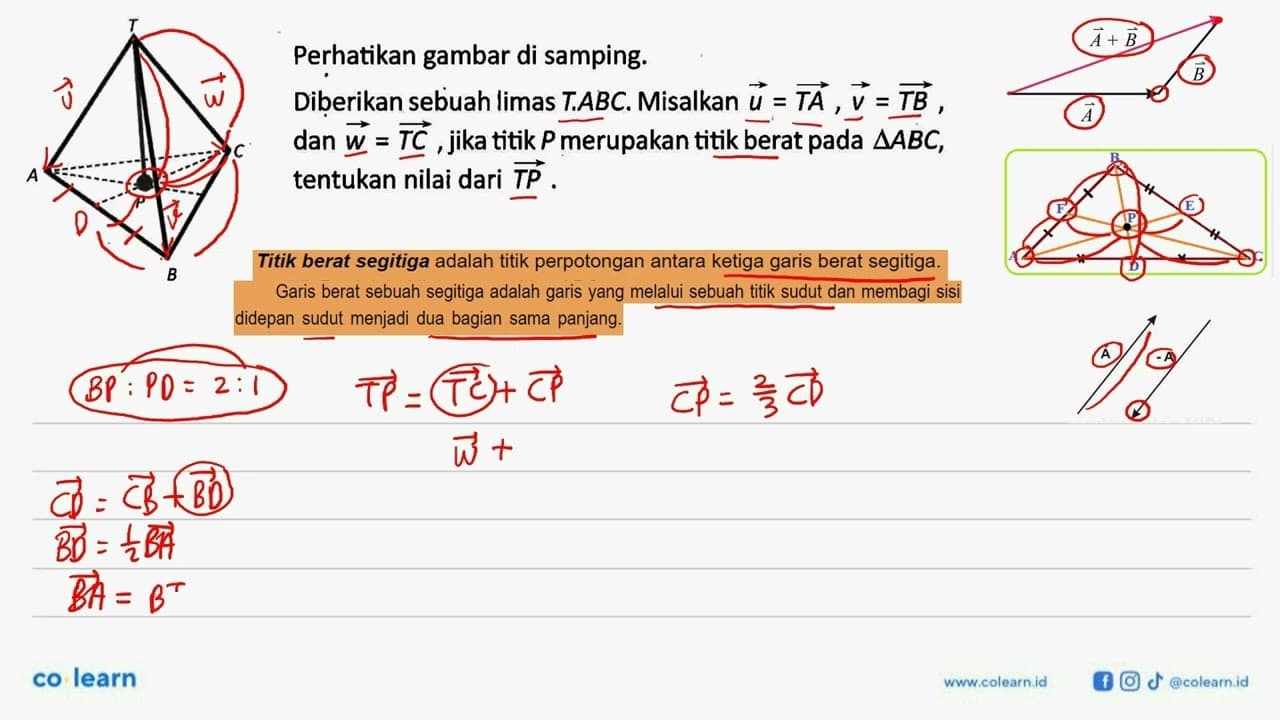 Perhatikan gambar di samping. Diberikan sebuah limas T.ABC