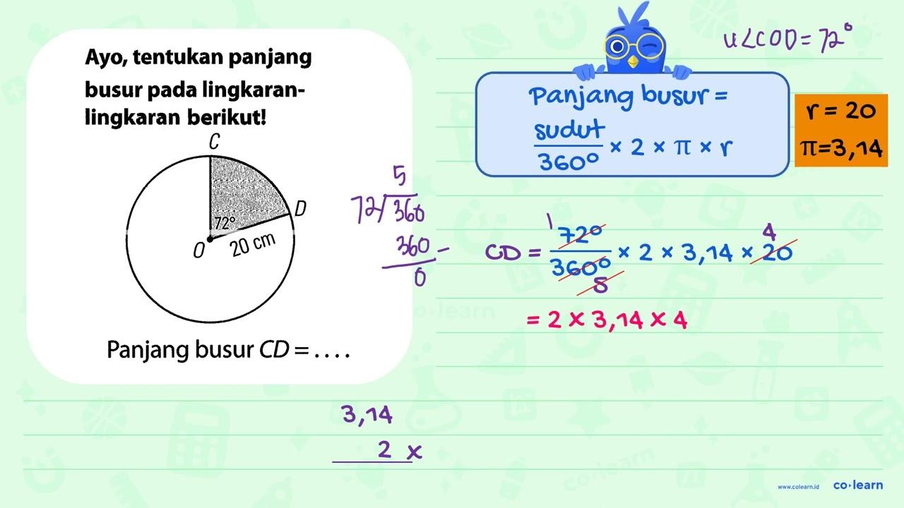 Ayo; tentukan panjang busur pada lingkaran- lingkaran