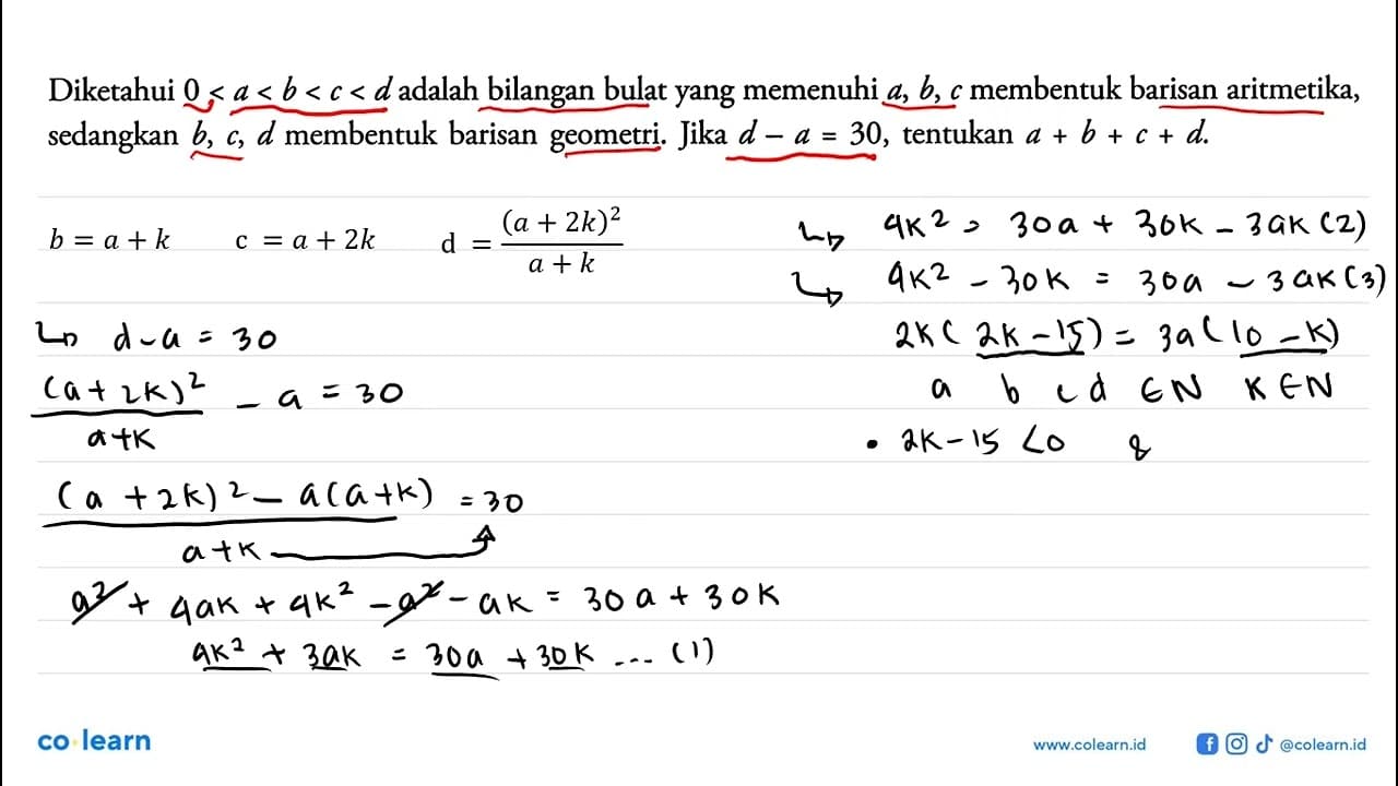 Diketahui 0<a<b<c<d adalah bilangan bulat yang memenuhi a,