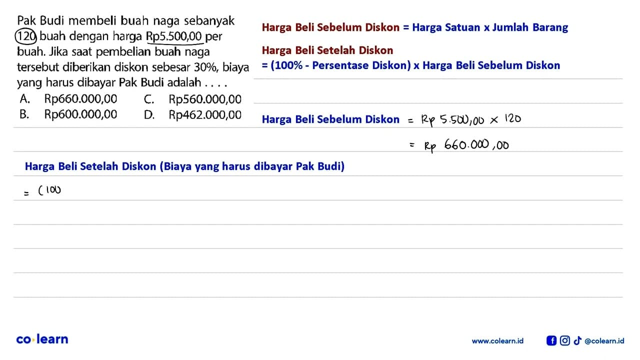 Pak Budi membeli buah naga sebanyak 120 buah dengan harga