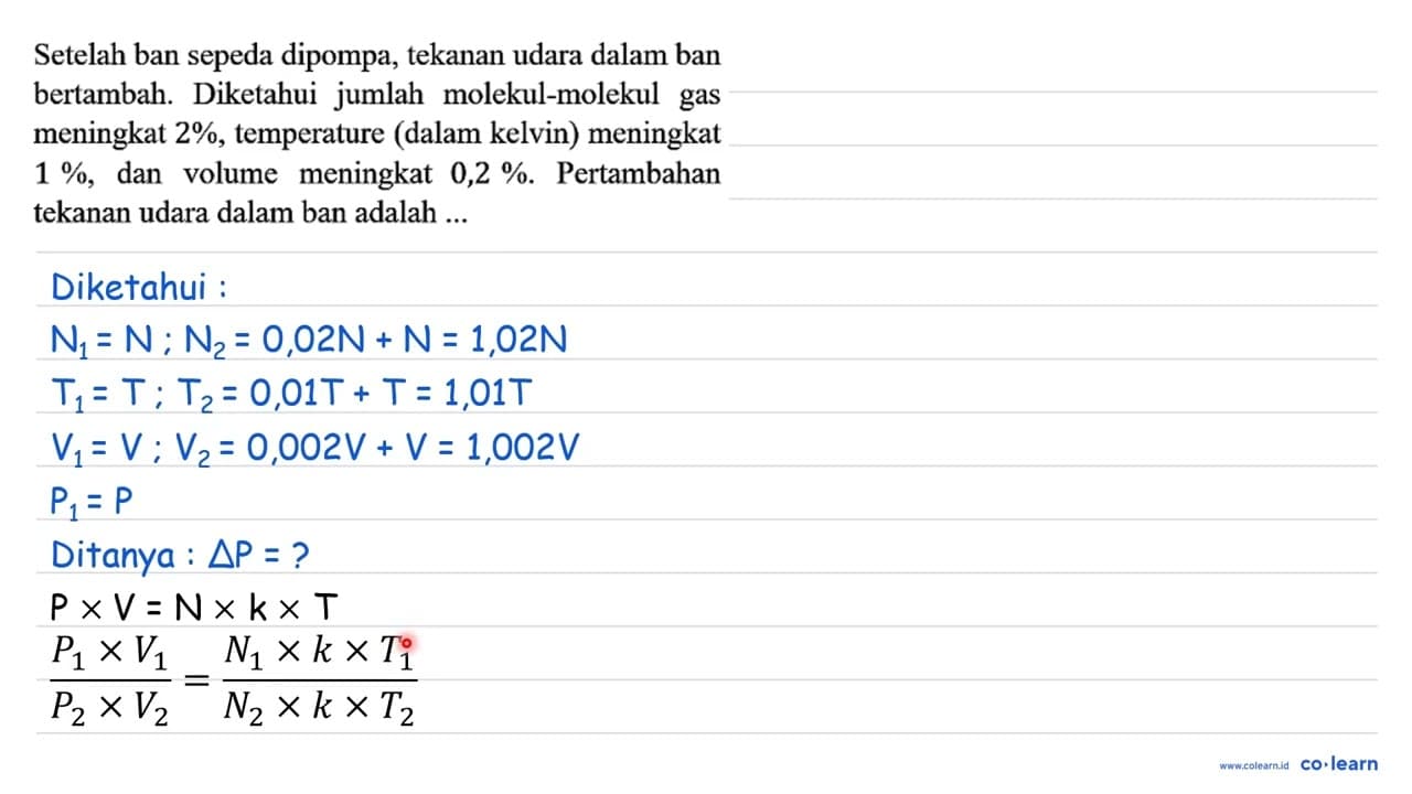 Setelah ban sepeda dipompa, tekanan udara dalam ban