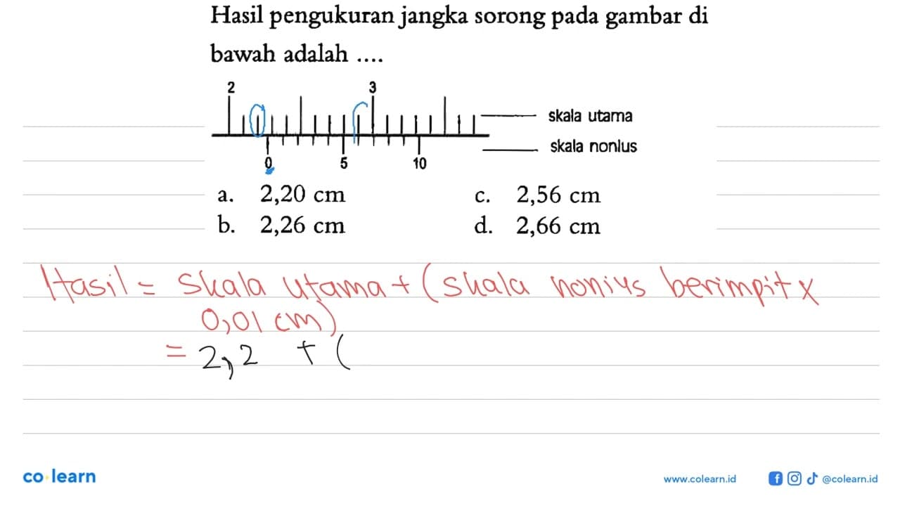 Hasil pengukuran jangka sorong pada gambar di bawah