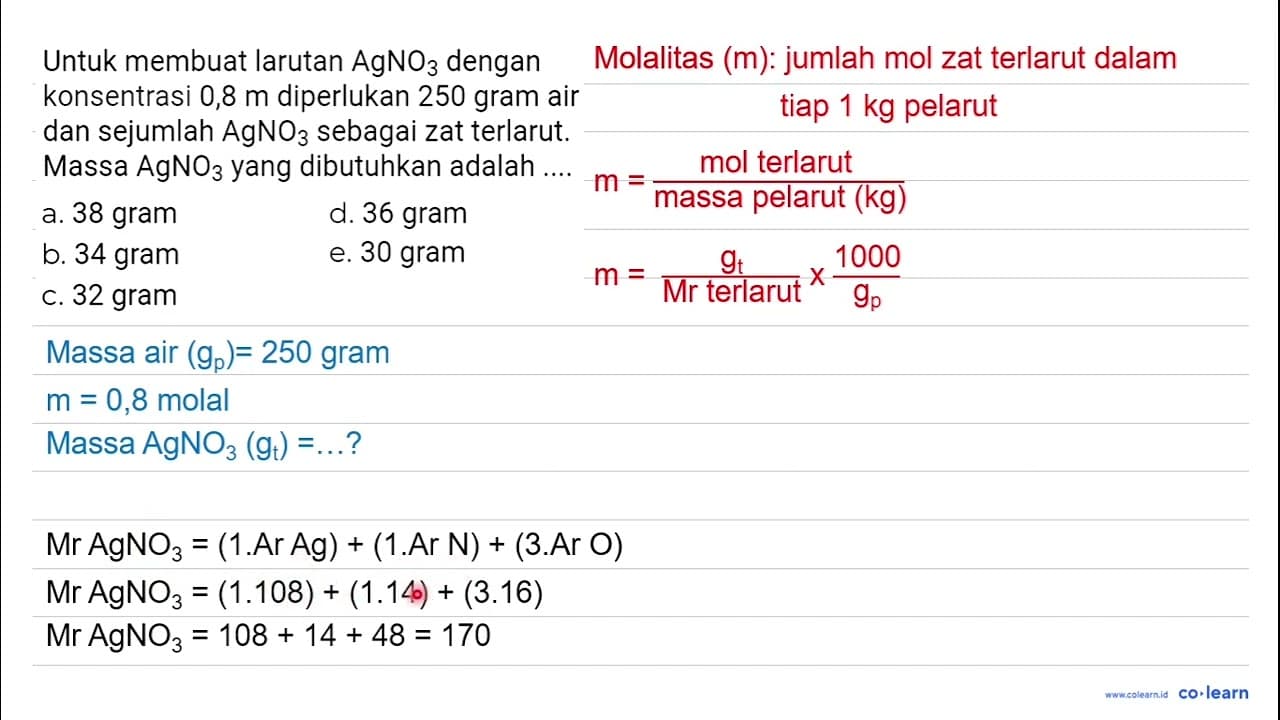 Untuk membuat larutan AgNO_(3) dengan konsentrasi 0,8 m