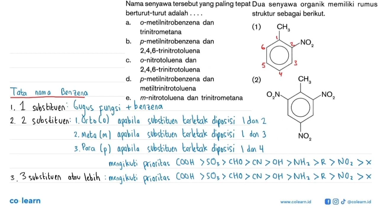 Dua senyawa organik memiliki rumus struktur sebagai